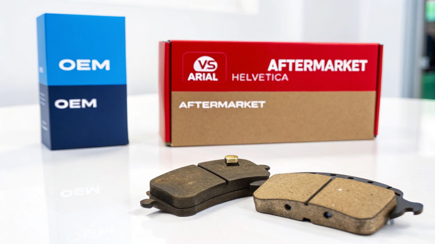 Two mechanics examining an auto part in a workshop.