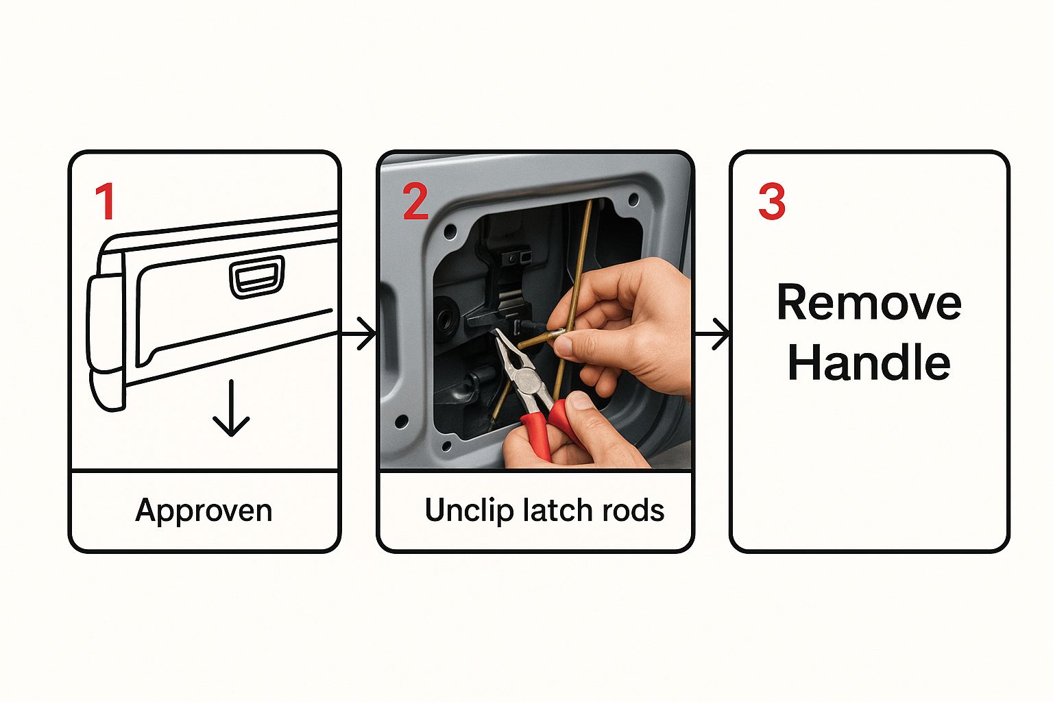 Infographic about how to replace tailgate handle