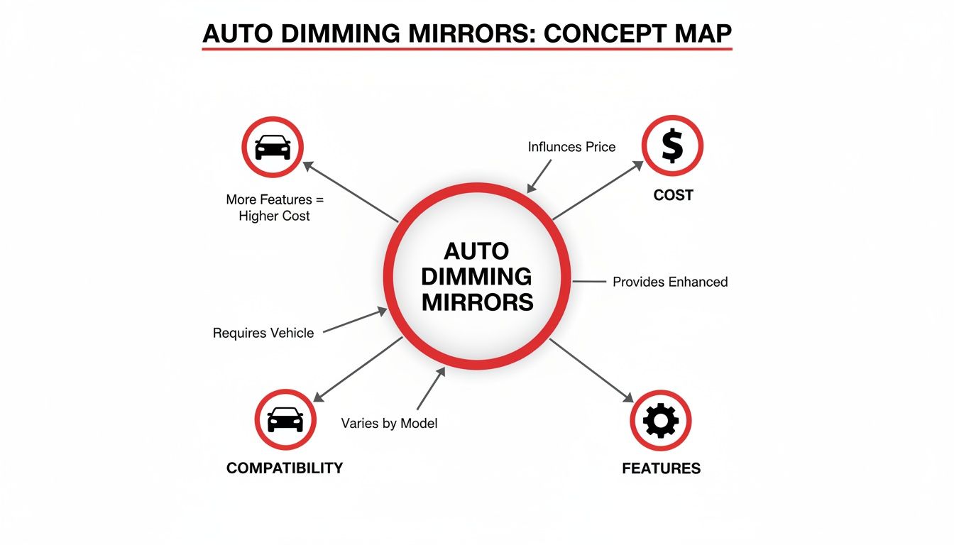 Infographic about auto dimming mirrors