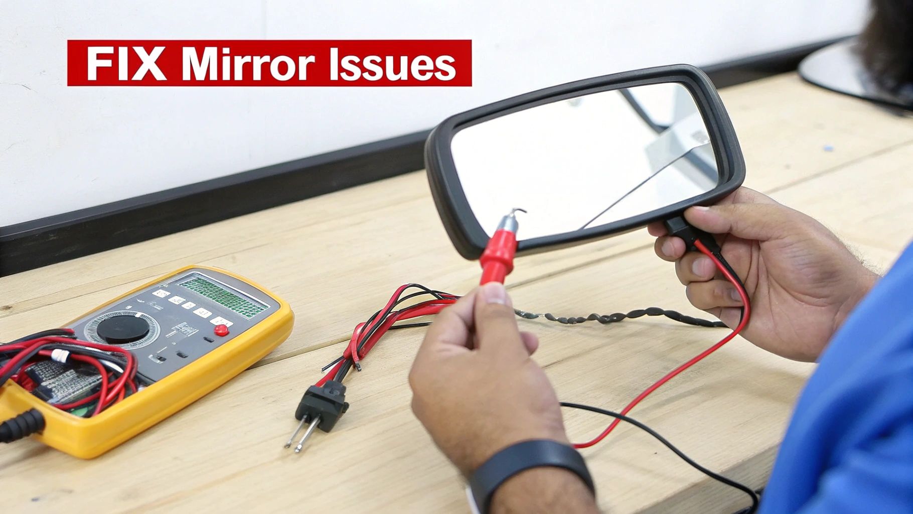 Auto dimming mirror closeup