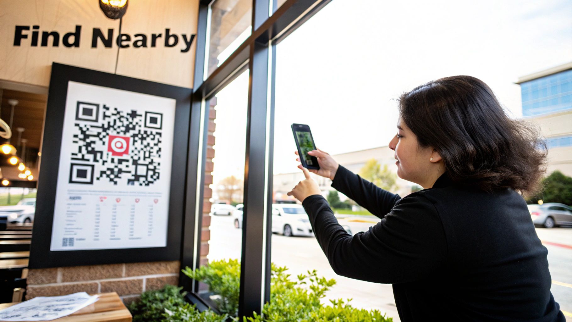 A graphic comparing a simple static QR code to a more complex, data-rich dynamic QR code