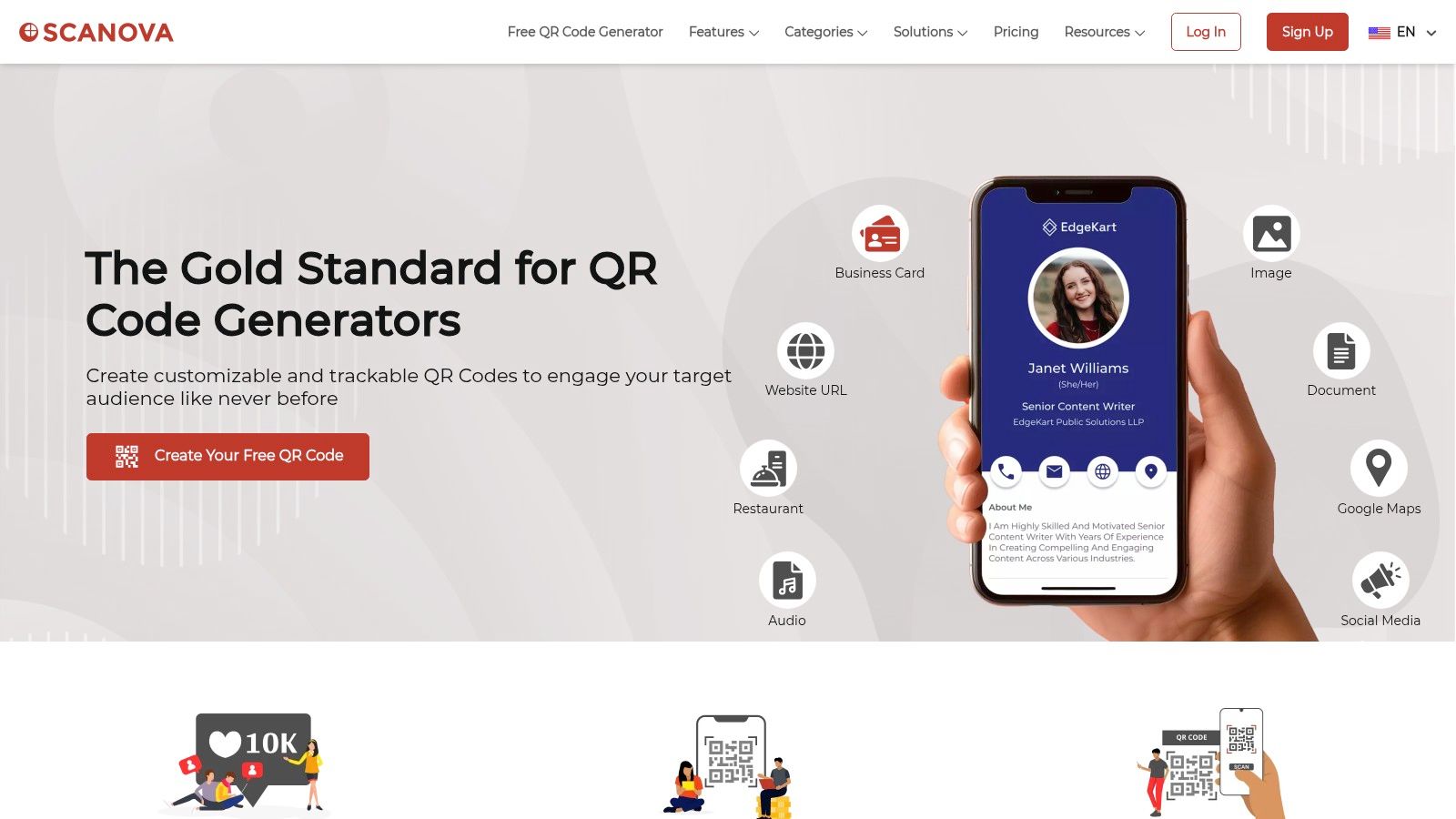 Scanova QR Code Generator interface screenshot
