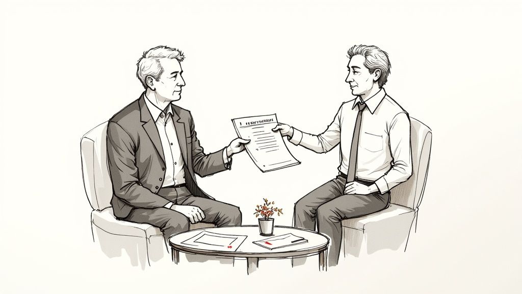 A family finding peace of mind while discussing pre need funeral planning with a compassionate professional.