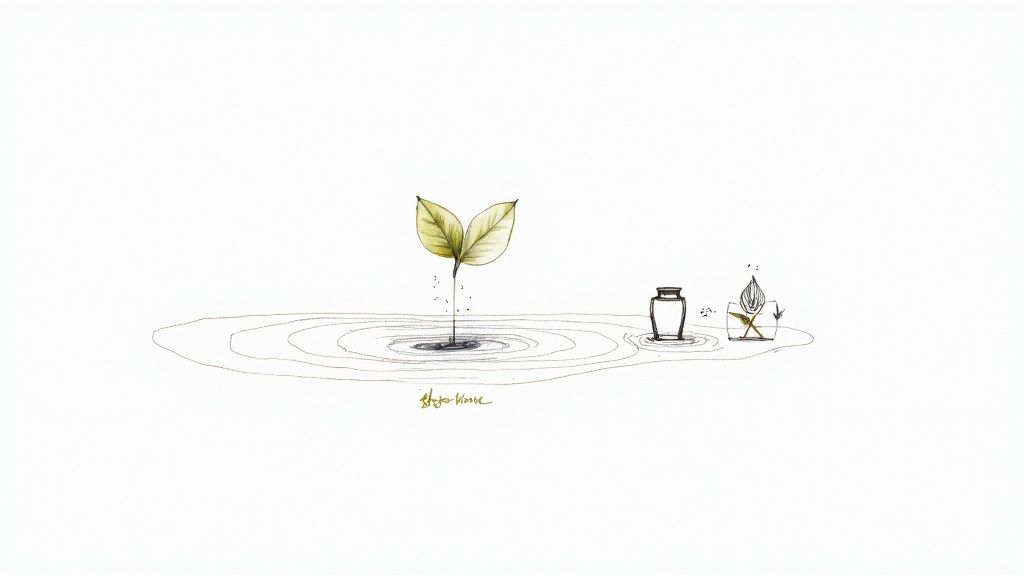 A serene natural landscape with a gentle river, symbolizing the eco-friendly nature of water cremation.