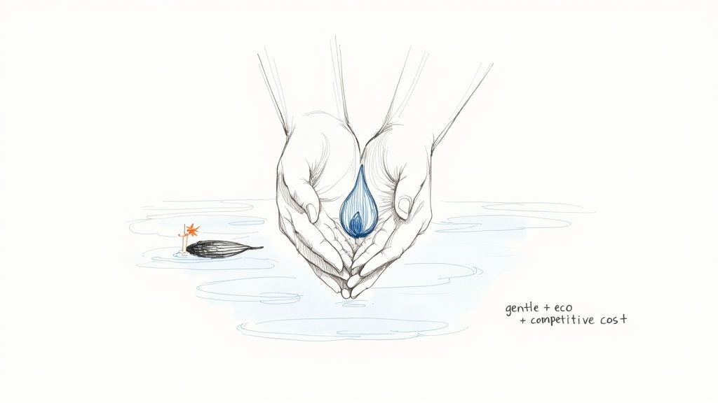 average cost of a funeral in texas: A clear cost guide Hands gently holding water droplet symbolizing gentle eco-friendly affordable funeral services