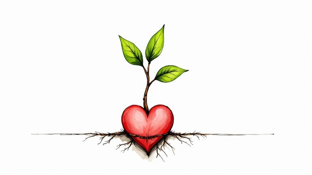 A person's hands gently holding a small sapling, ready for planting in rich soil.