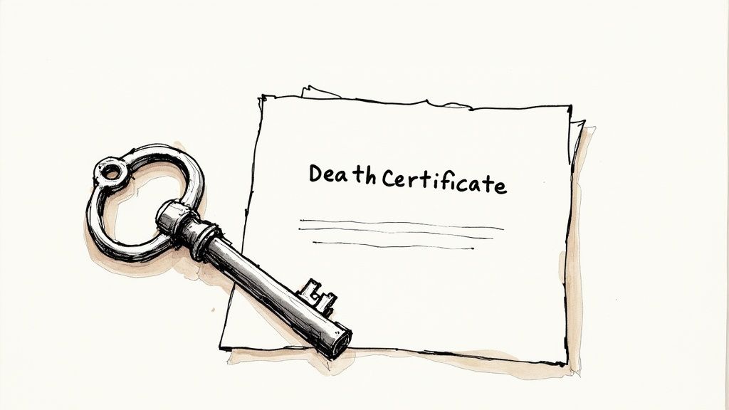 How to Obtain a Death Certificate in Texas | A Compassionate Guide A person holding important legal documents with a pen, signifying the process of managing an estate.