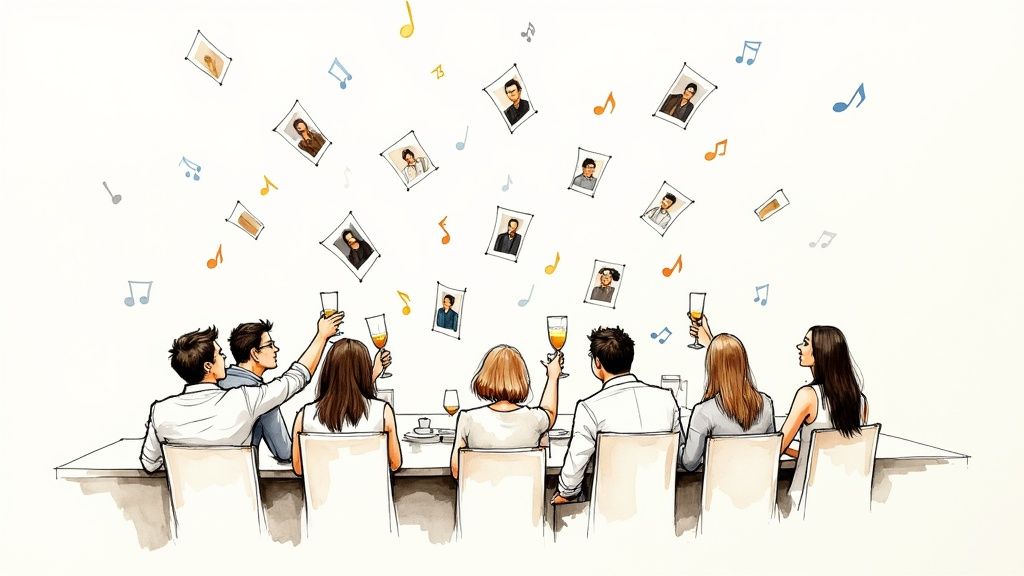 A group of people gathered outdoors for a Celebration of Life, releasing balloons into the sky.