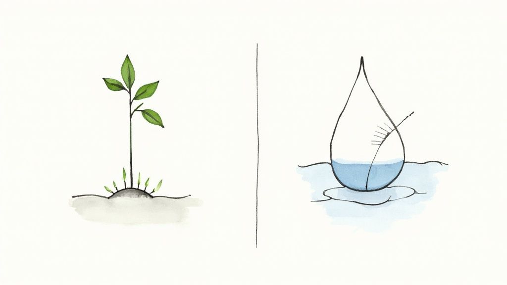 Understanding the Average Cost of a Funeral in Texas An illustration depicting a vibrant green plant emerging from earth and a blue water droplet.