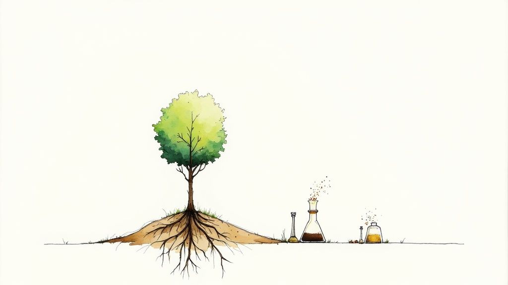 Finding a Natural Burial Funeral Home in Texas A serene landscape with a single tree in a green field, symbolizing a natural burial ground.