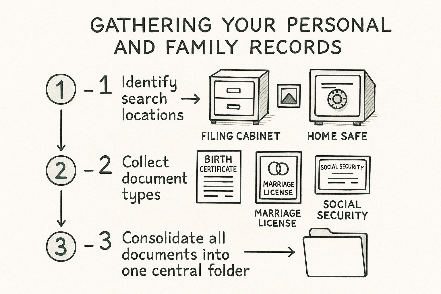 A Compassionate Guide to Organizing Your Important Documents Infographic about how to organize important documents