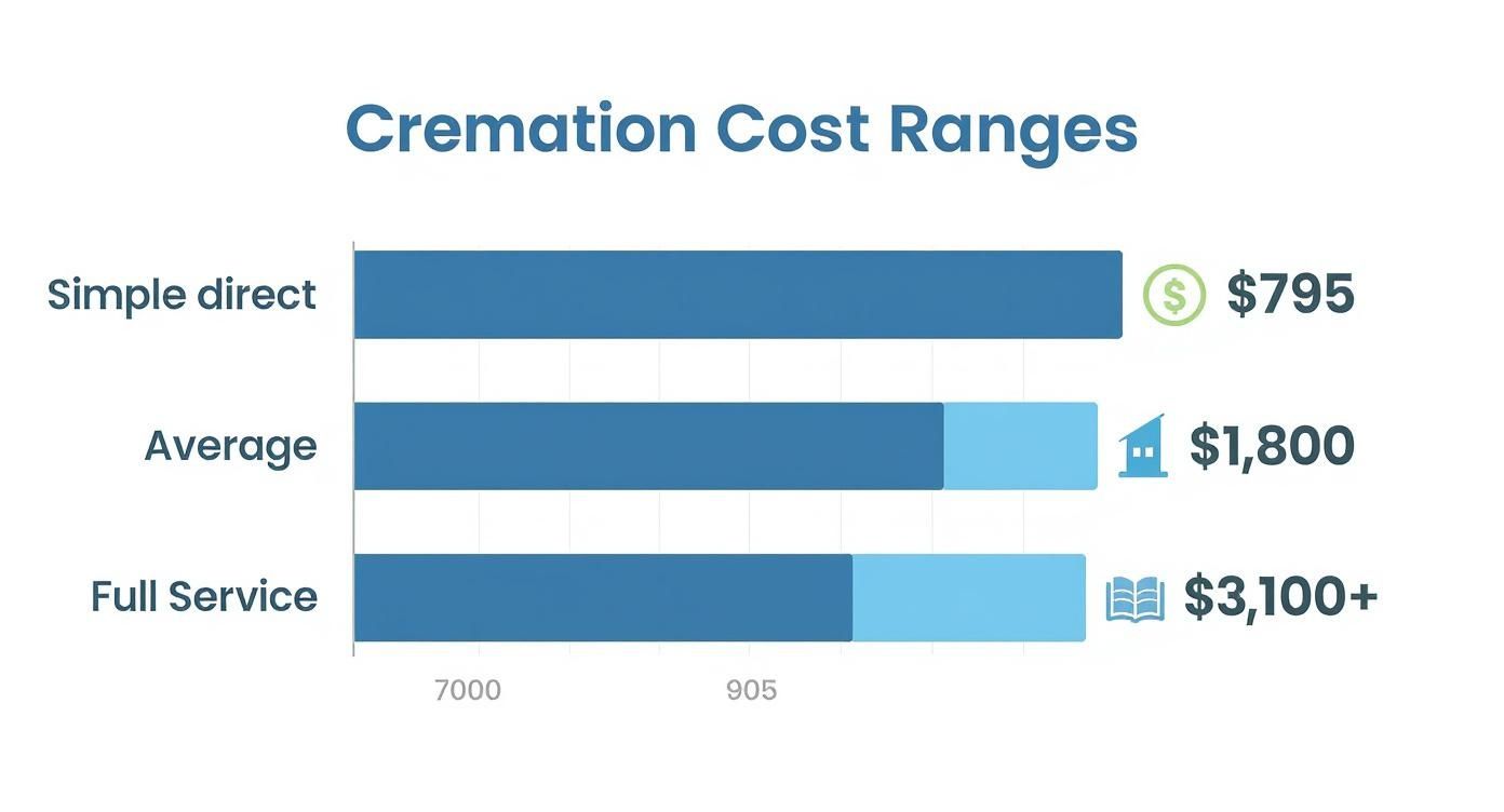 Infographic about average cost for cremation in texas
