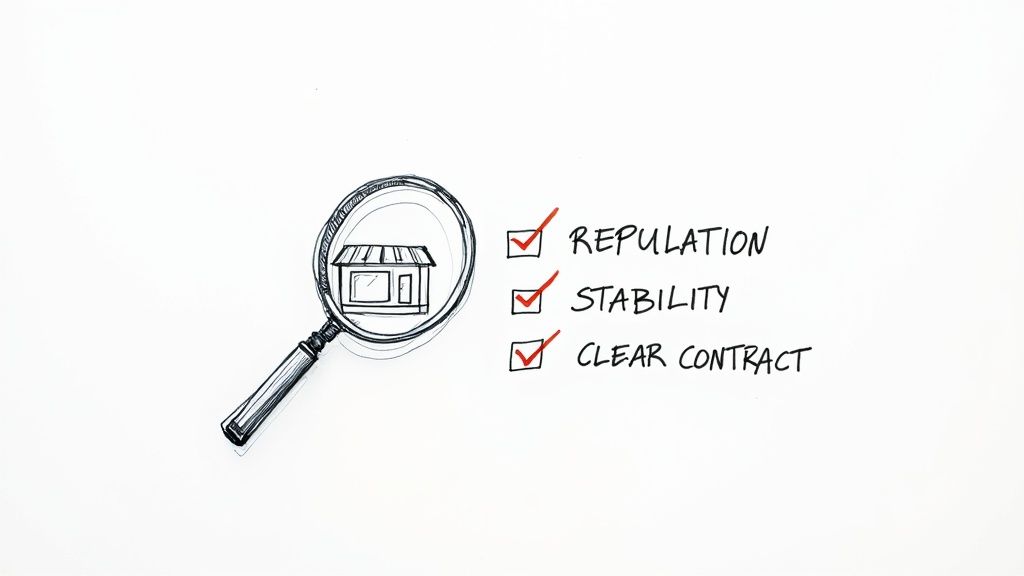 A family member carefully reviewing a pre need funeral contract in a calm, professional setting.