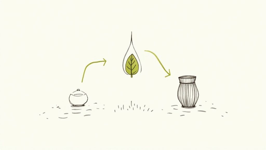 A serene natural landscape with lush greenery and a clear stream, representing eco-friendly choices.