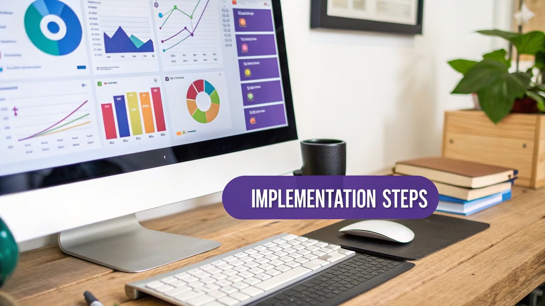 A person working at a desk with charts and graphs, implementing an attribution model.