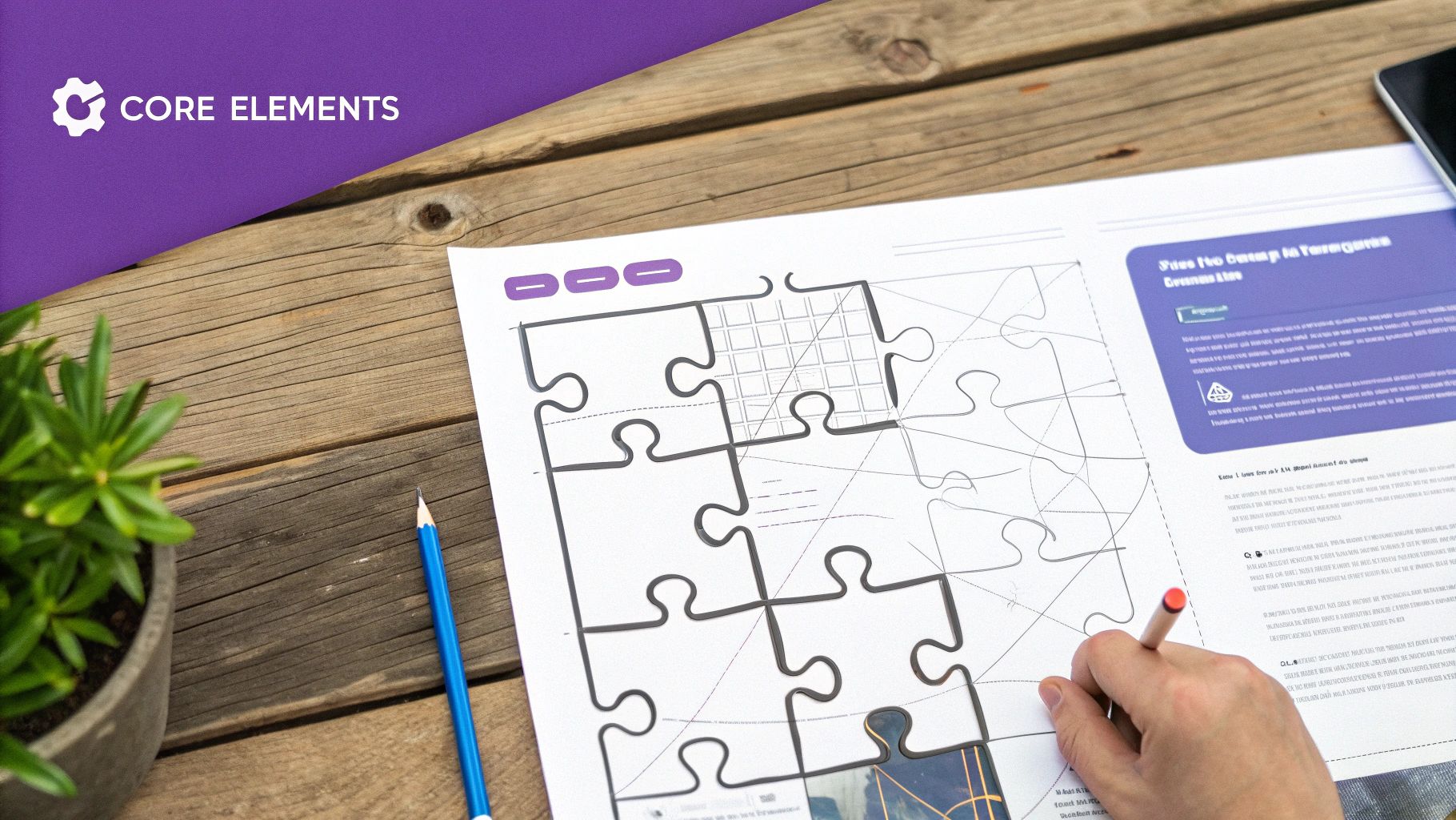 A blueprint diagram showing the different components of a high-converting landing page.