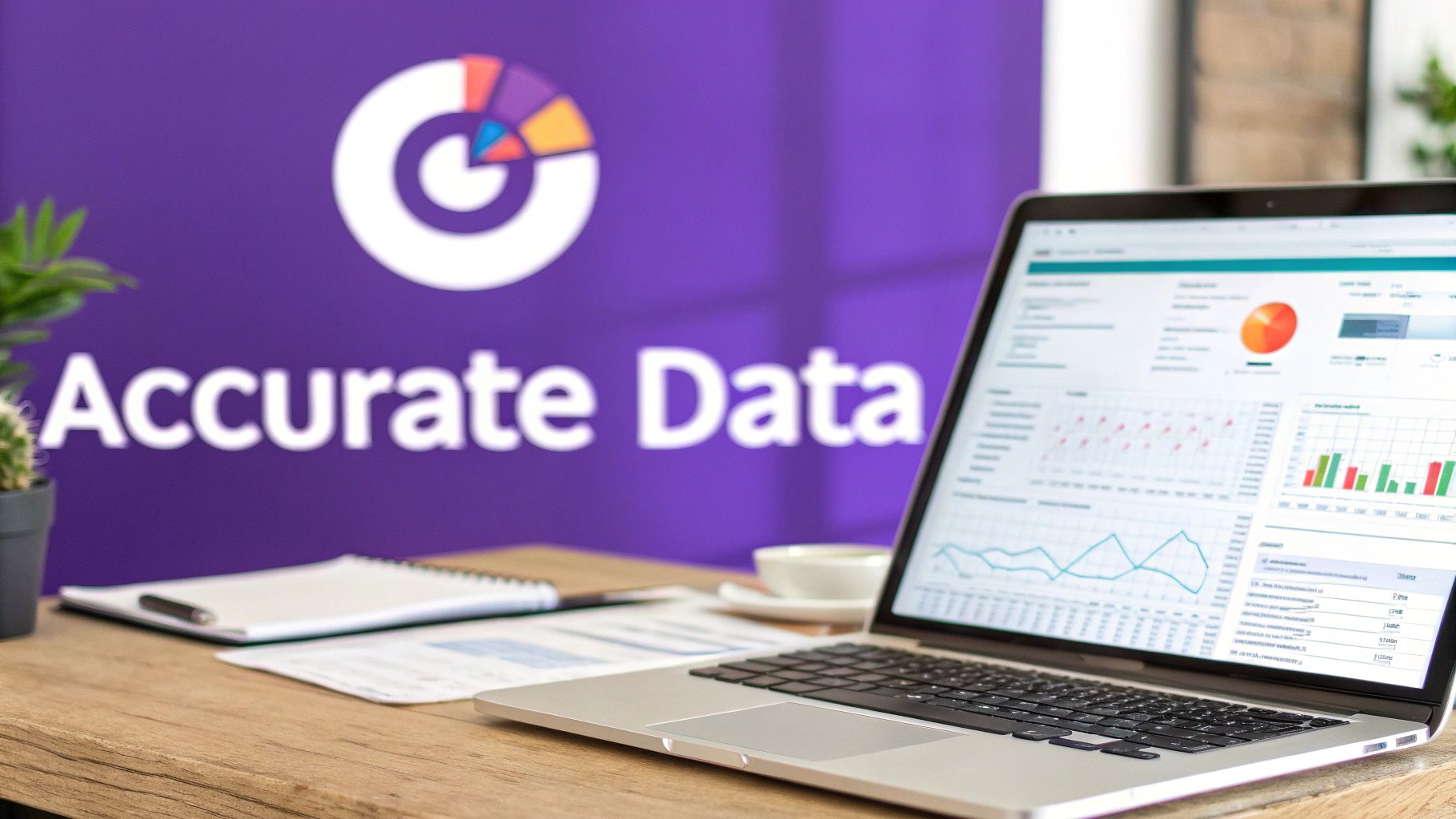 A person pointing at a laptop screen showing data visualizations and graphs, illustrating the concept of gathering data for ROI analysis.