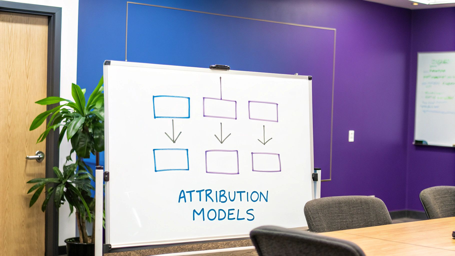 A diagram showing different paths leading to a central conversion point, representing various attribution models.