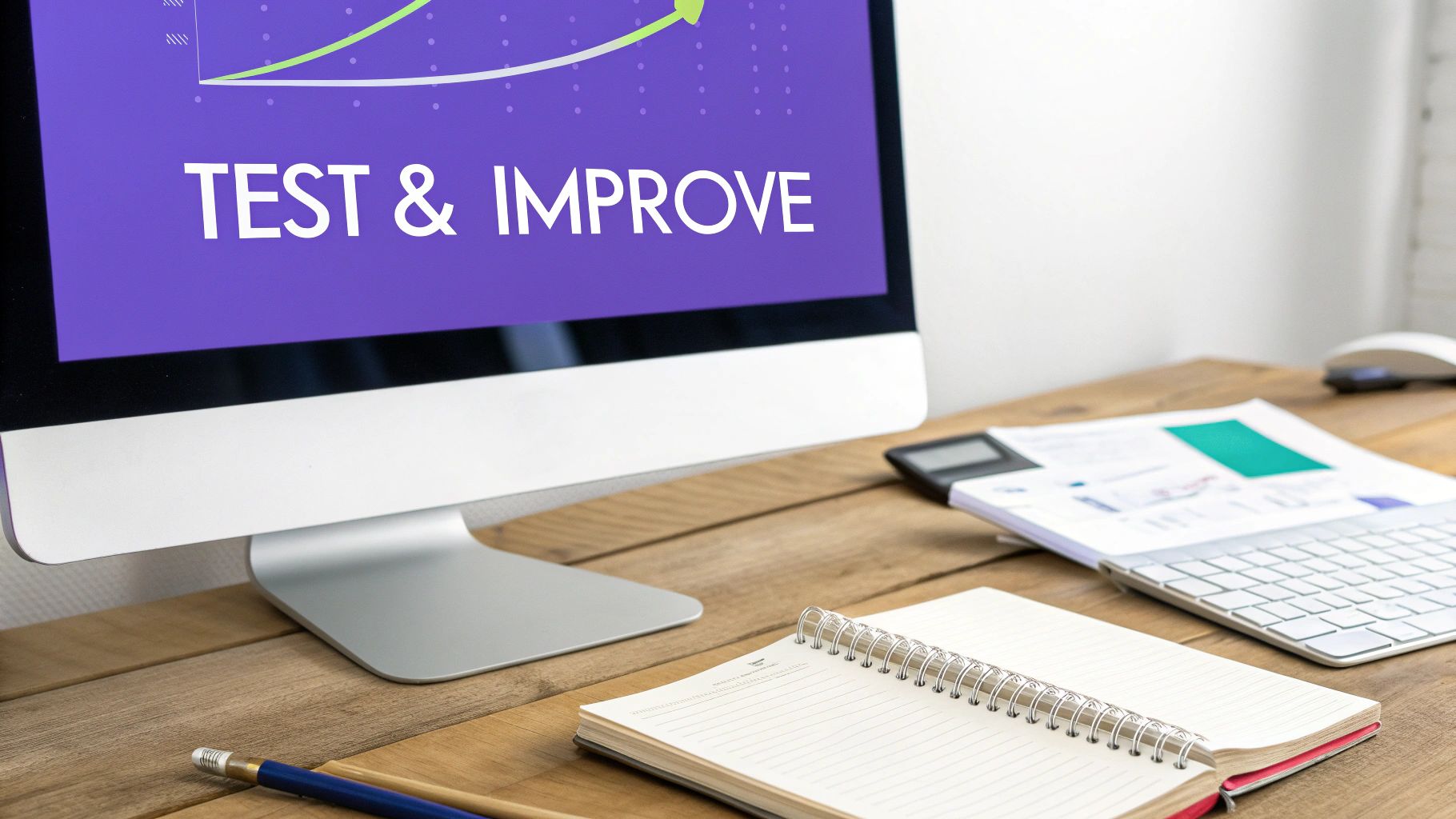 A person analyzing graphs and charts on a screen, representing the optimization of a newsletter landing page for growth.