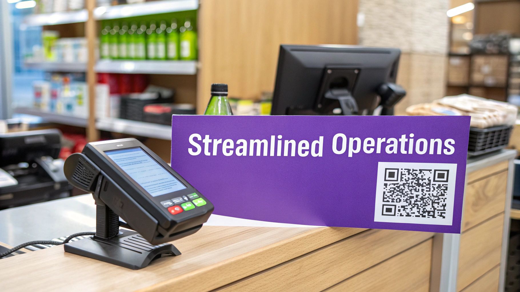 A person paying with a QR code in a retail setting, highlighting operational efficiency.