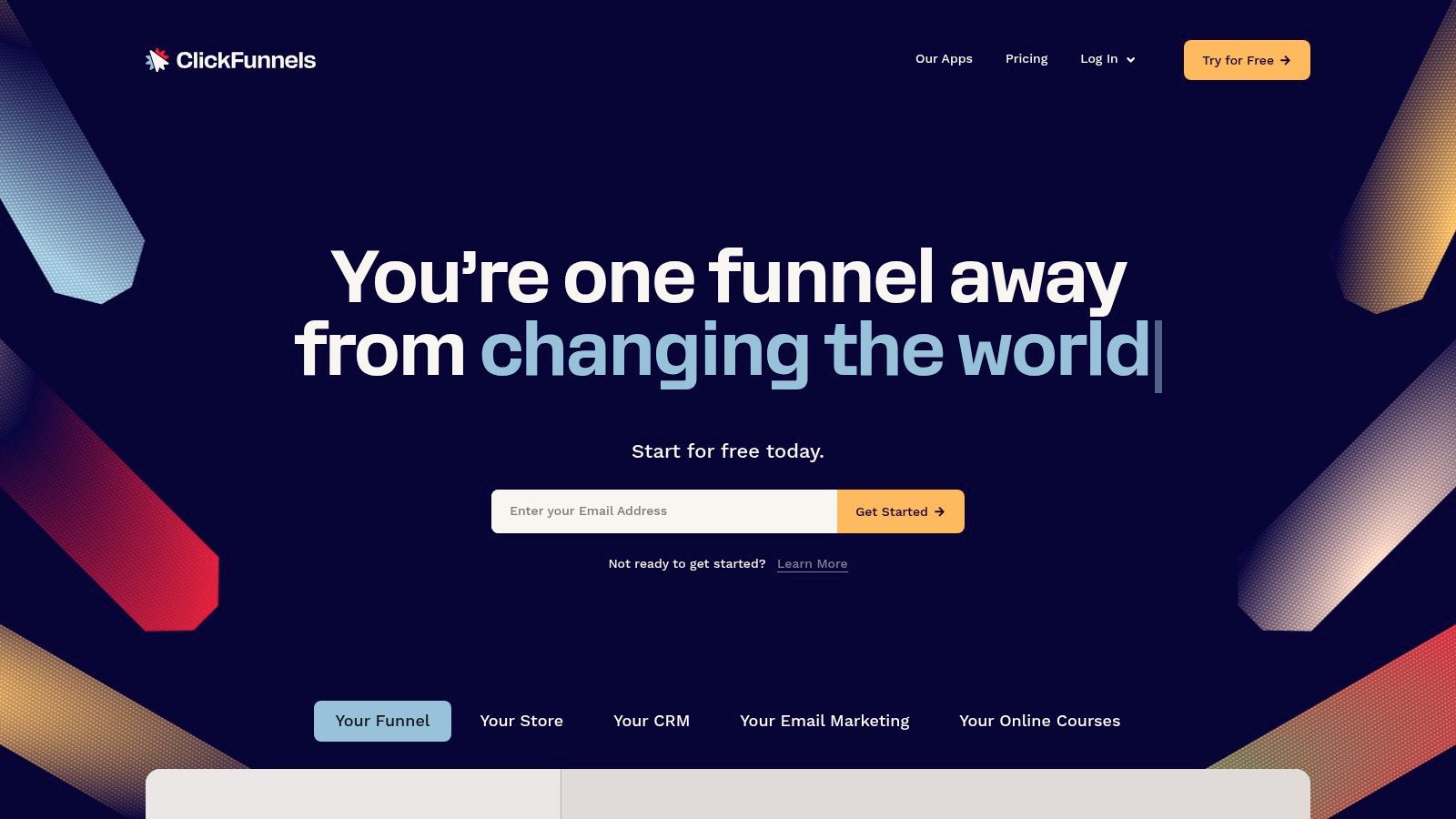 ClickFunnels funnel building interface showing various steps