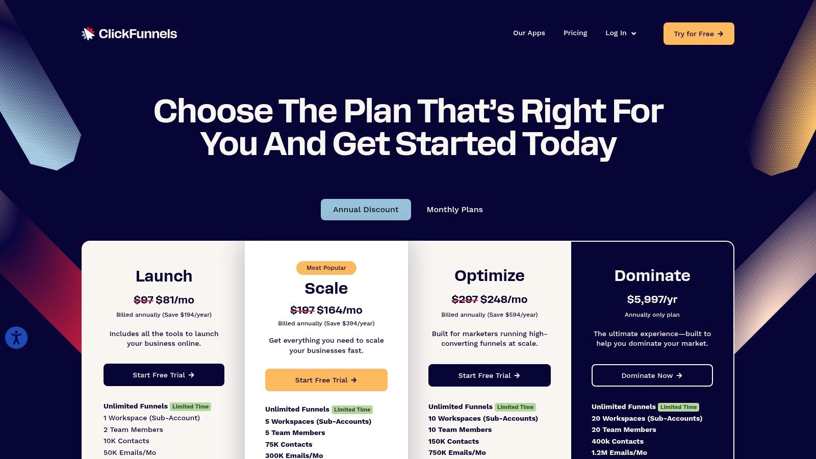 ClickFunnels landing page builder showing a drag-and-drop interface