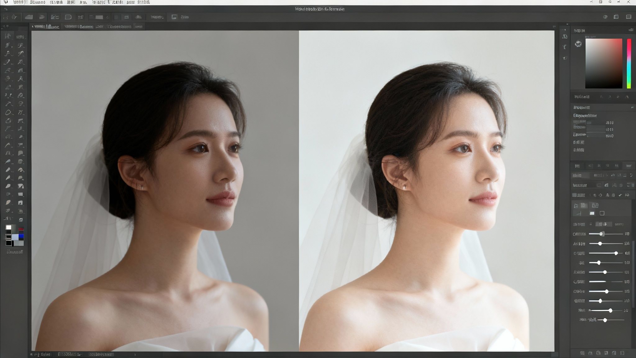 A Guide to Wedding Presets for Lightroom 3 A bride and groom in a warm, romantic setting after a wedding preset has been customized for the photo.