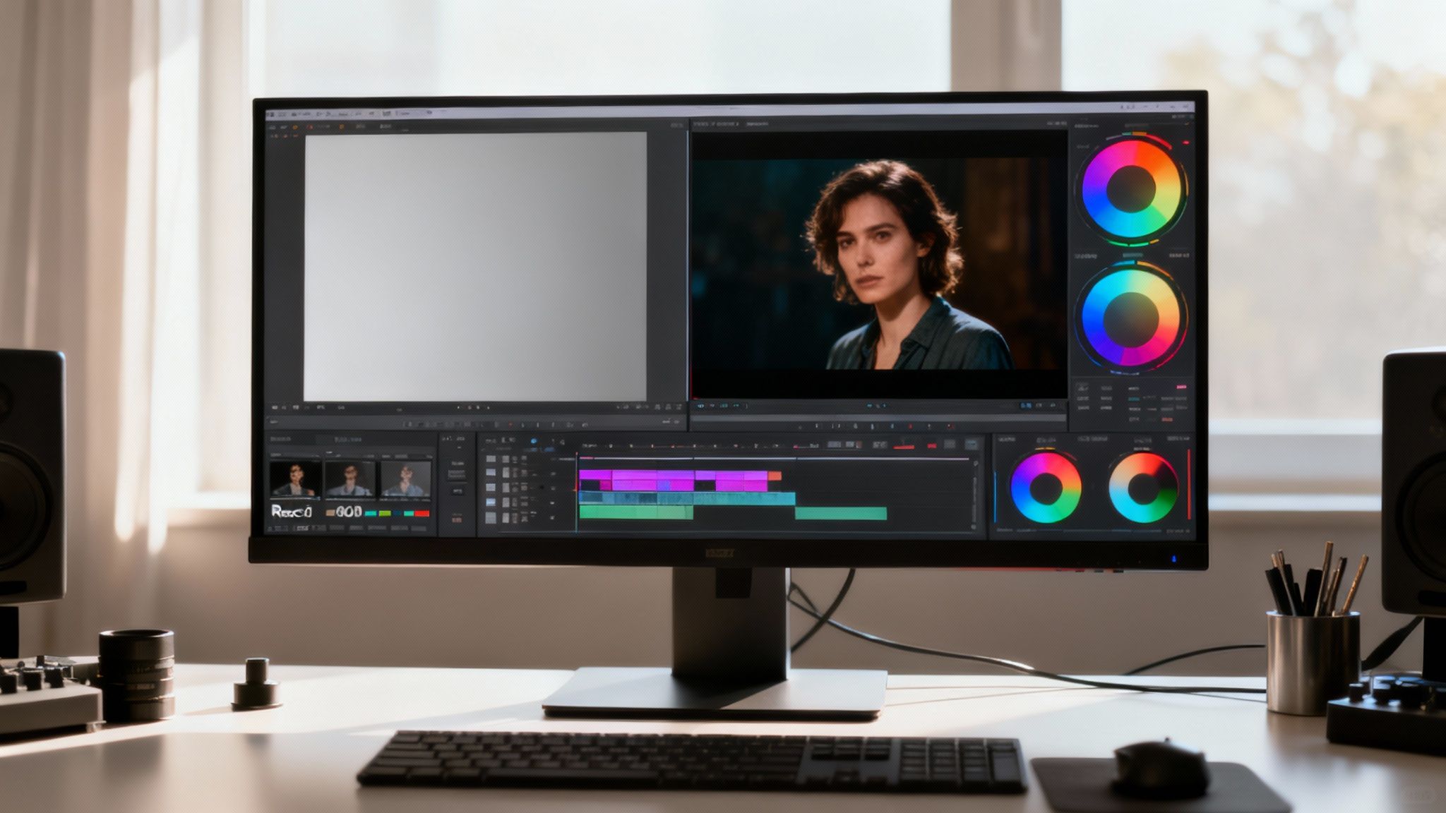 A Guide to the Rec 709 LUT for Perfect Color 4 A creative color grading interface showing vibrant adjustments being made to a video clip.