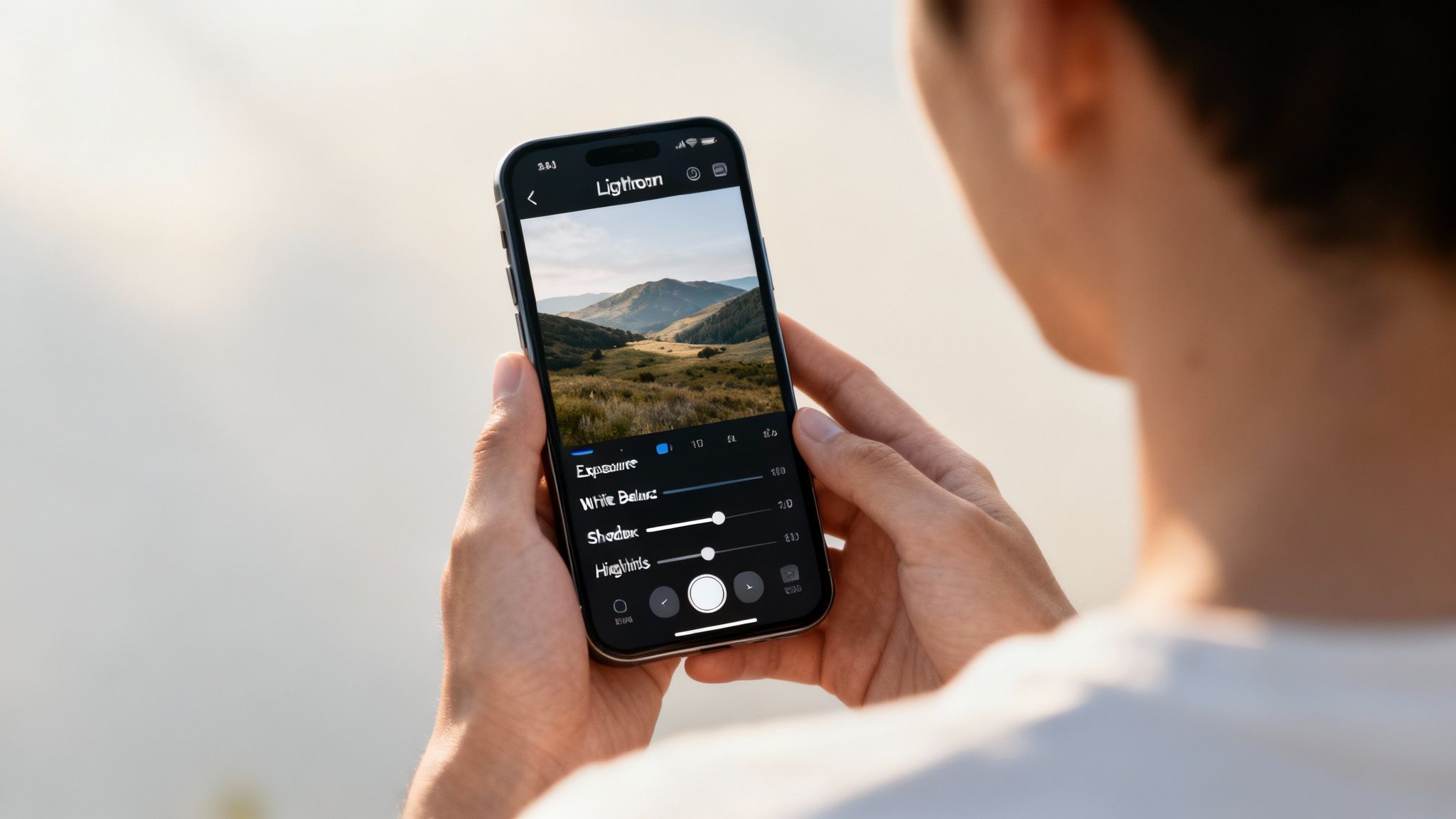 Best Presets for Lightroom Mobile to Elevate Your Photos 3 A scenic travel photo being edited in Lightroom Mobile, showing adjustments to exposure and color.