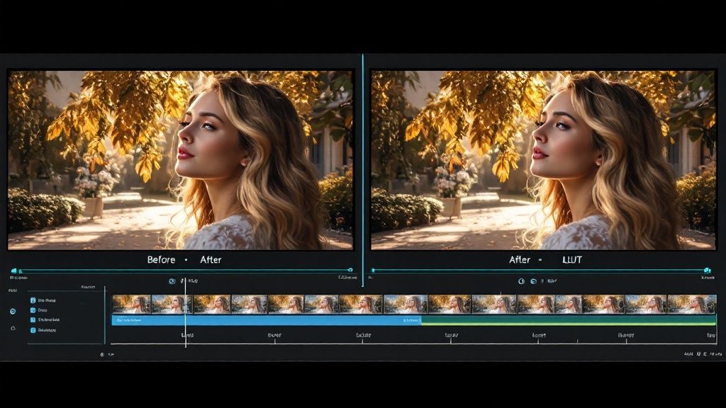 Convert Lightroom to LUT for Consistent Color Grading 3 A color wheel and editing sliders on a computer screen, representing color grading refinement.