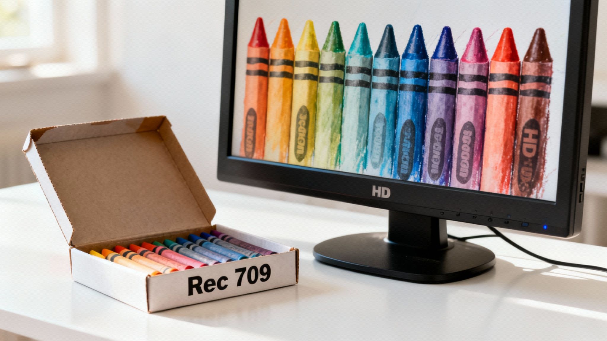 A Video Editor's Guide to Rec 709 LUTs 3 Diagram showing the Rec. 709 color gamut within the spectrum of visible light, illustrating its range of colors.