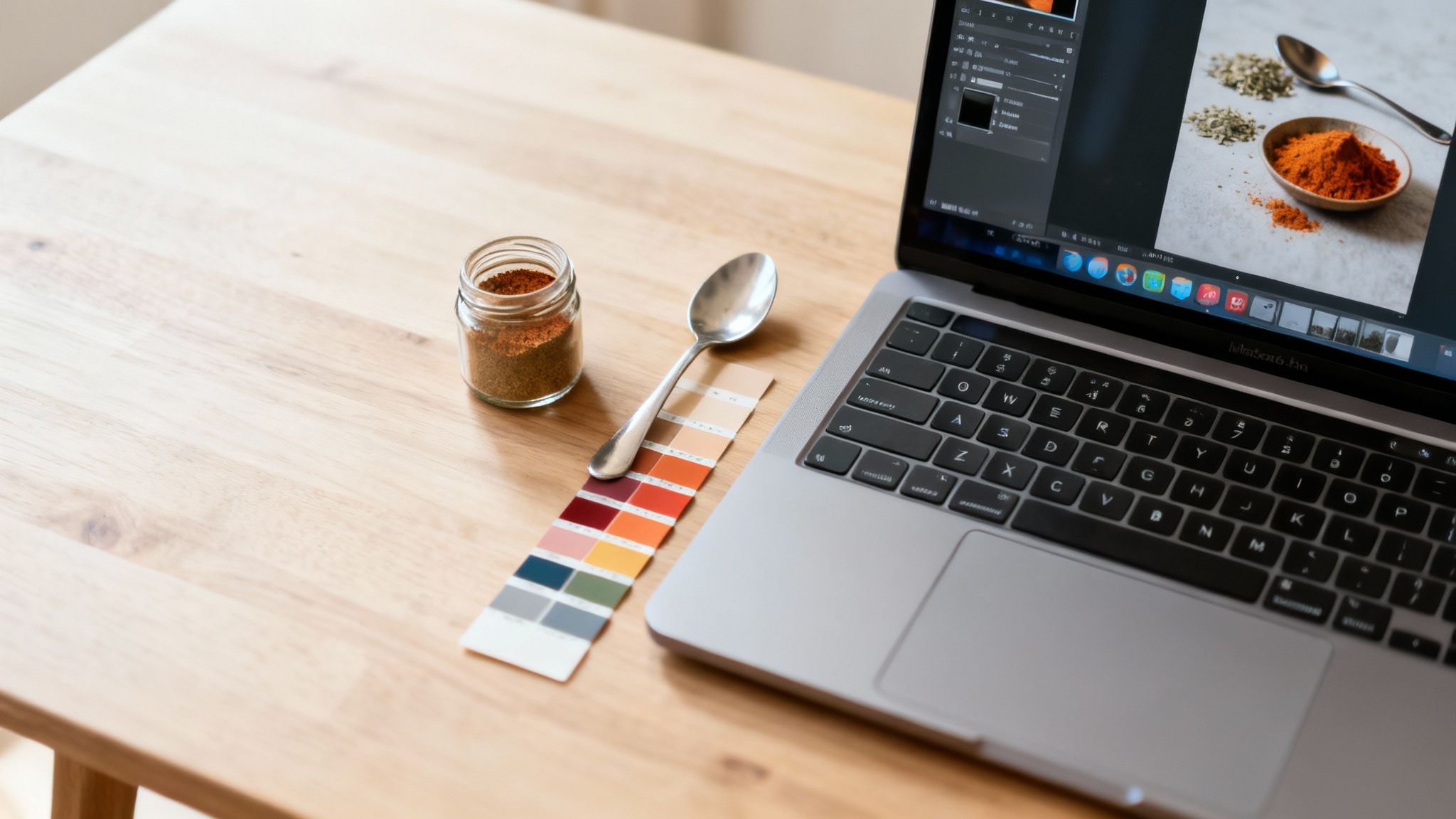presets for adobe lightroom: elevate your edits 1 A photographer editing a vibrant landscape photo using Adobe Lightroom on a laptop, with a grid of preset options visible.