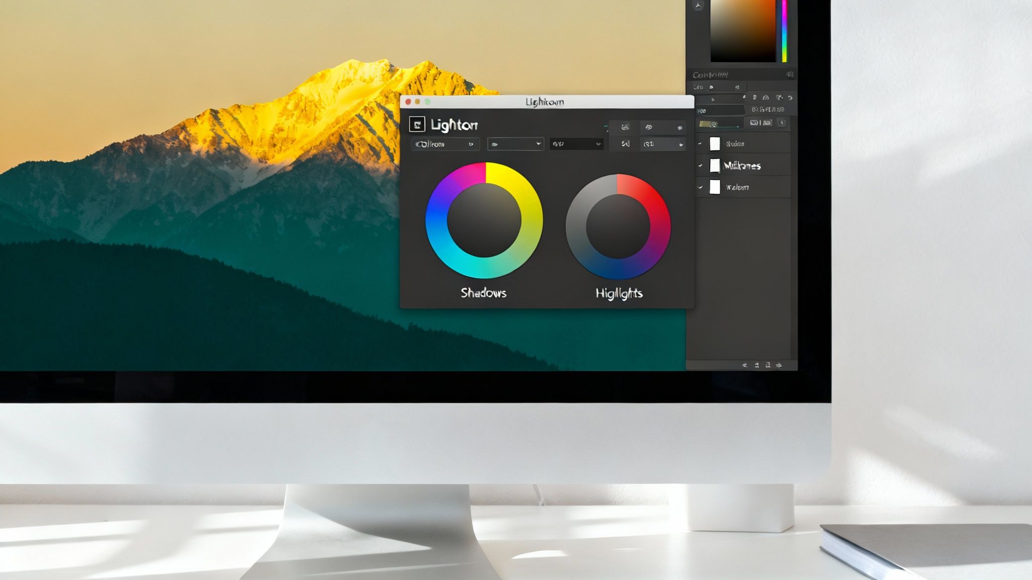 Master Color Grading in Lightroom: Achieve Stunning Edits 3 A split-screen view showing a landscape photo before and after color grading in Lightroom, with the color wheels visible.