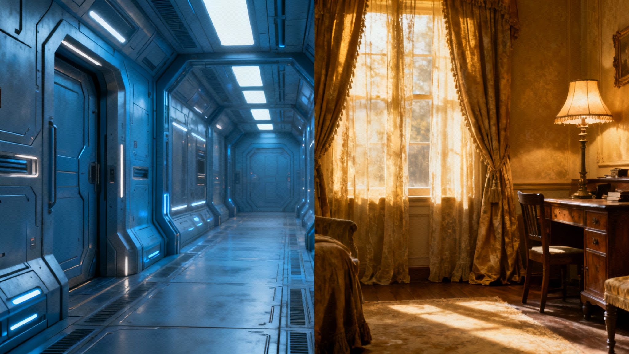 Mastering Color Grading Cinematic for Stunning Videos 1 A split-screen image showing one side with a standard color correction and the other side with a rich, cinematic color grade applied.
