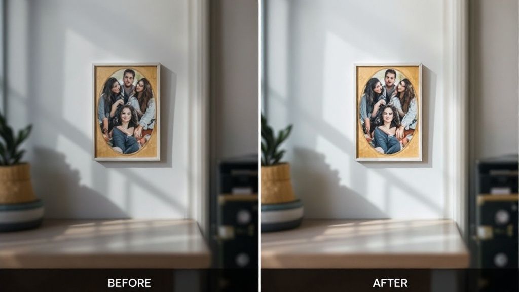 How to Import Presets in Lightroom Mobile 3 A person's hand using a smartphone with the Lightroom Mobile app open, showing a well-organized preset library with custom folders.