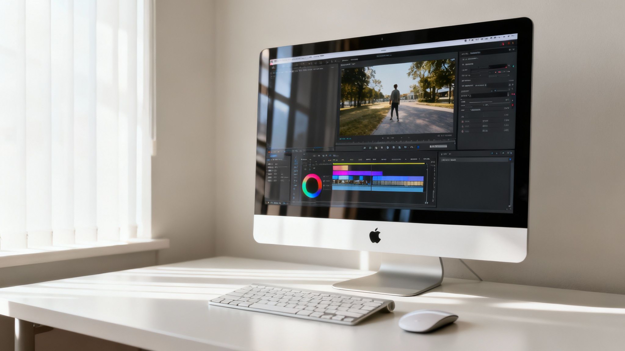 Mastering Final Cut Colour Grading 1 A video editor working on colour grading in Final Cut Pro on a Mac.