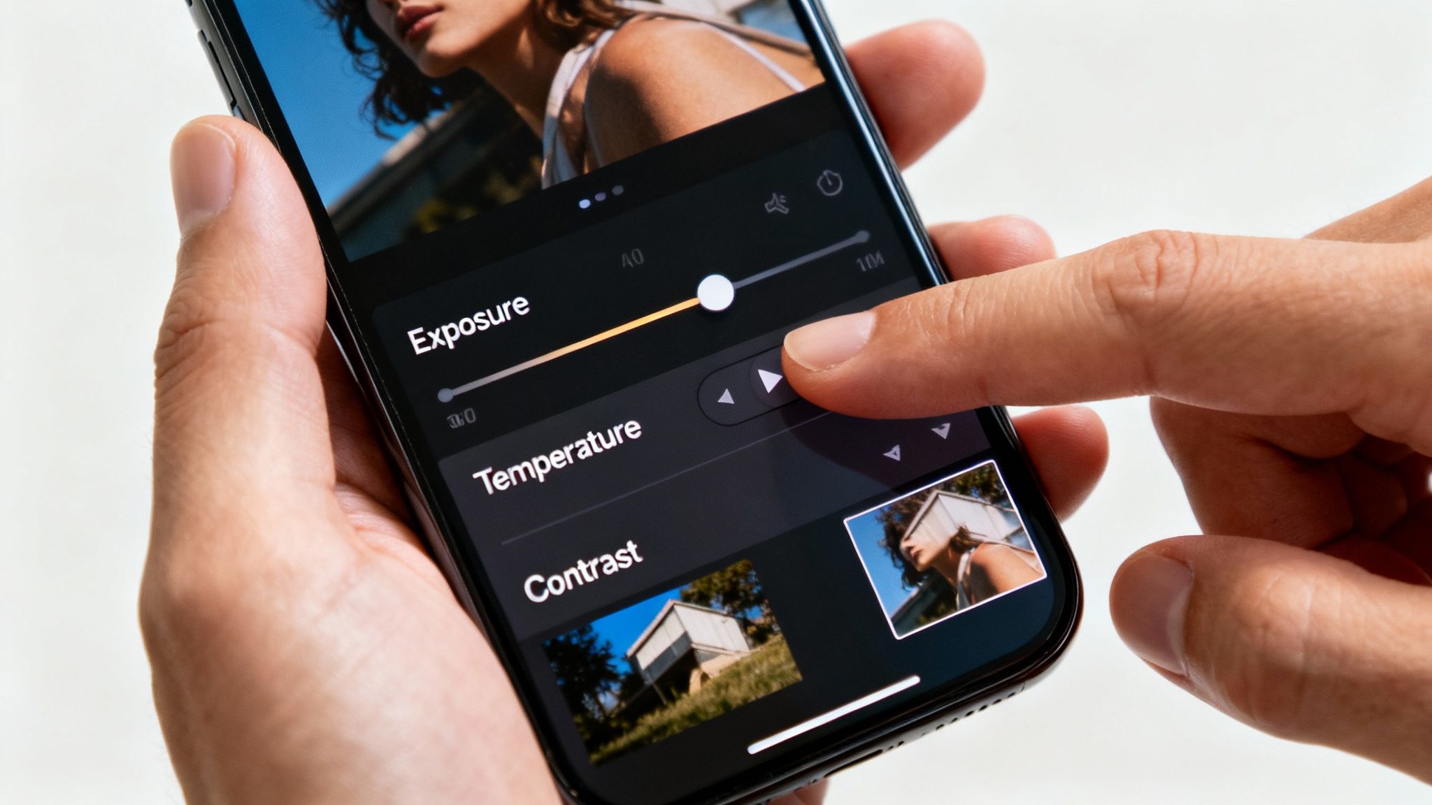 A Guide to Mobile Lightroom Presets 3 A phone displaying a photo being edited in the Lightroom mobile app