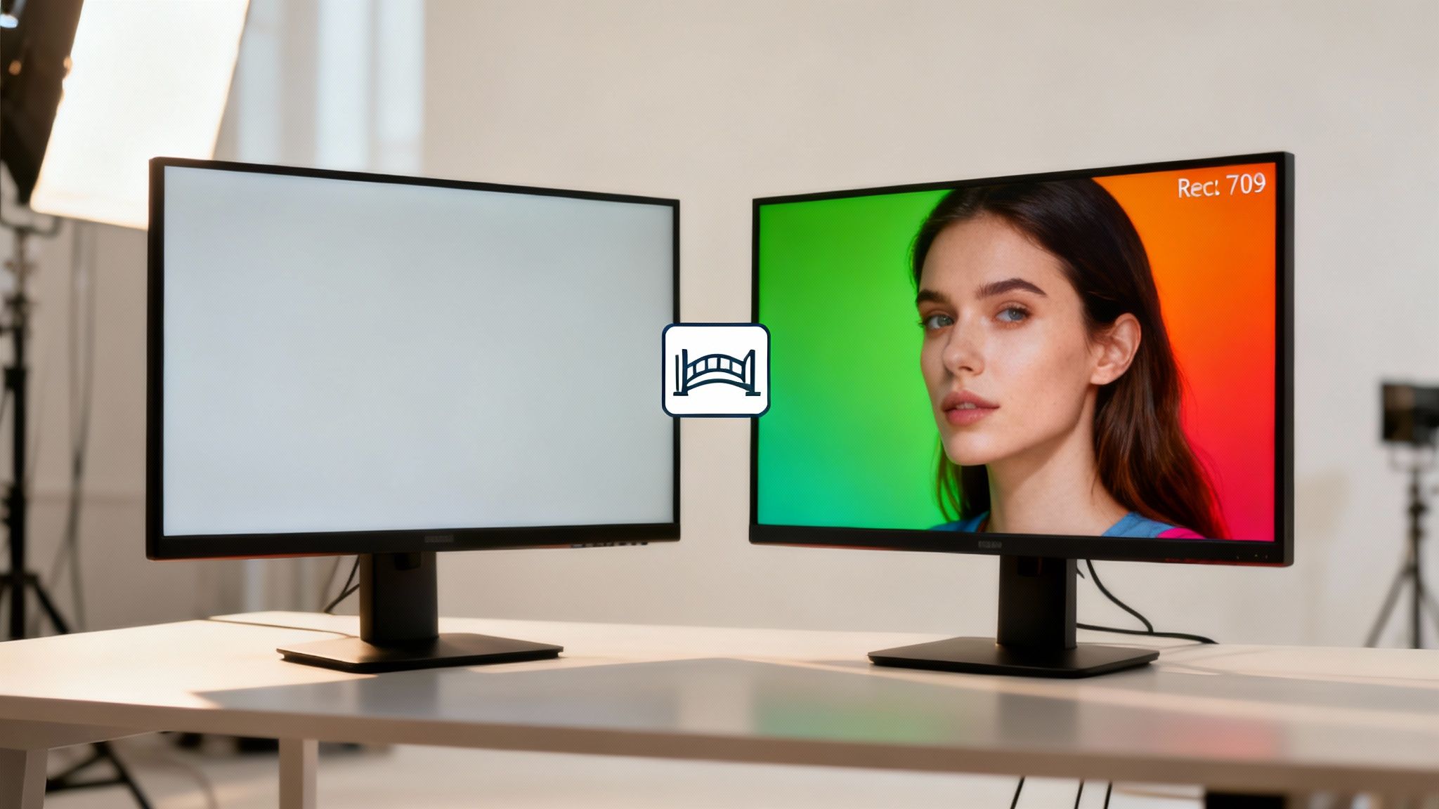 A Guide to the Rec 709 LUT for Perfect Color 1 A colorist working on a video project, demonstrating the application of a Rec 709 LUT on a monitor.
