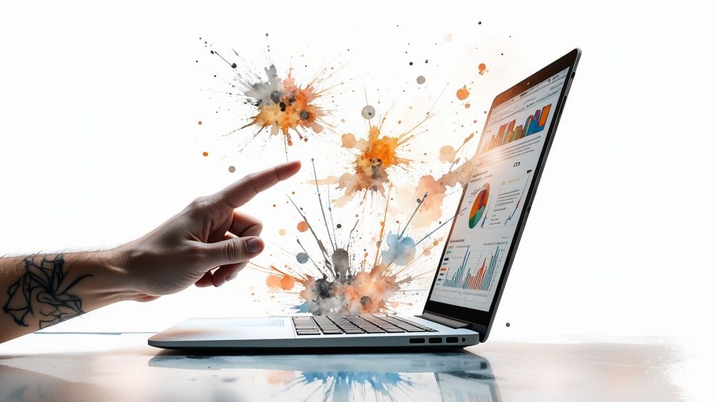 A futuristic interface showing AI analyzing SEO data and trends