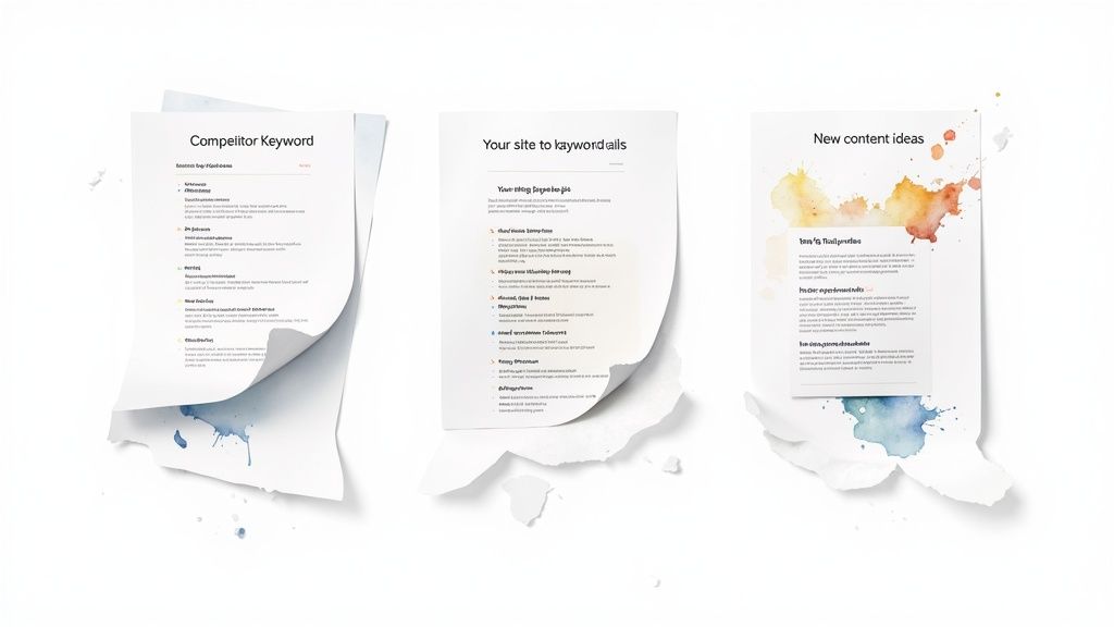 A person using a laptop with charts and graphs on the screen, illustrating the data-driven process of a content gap analysis.