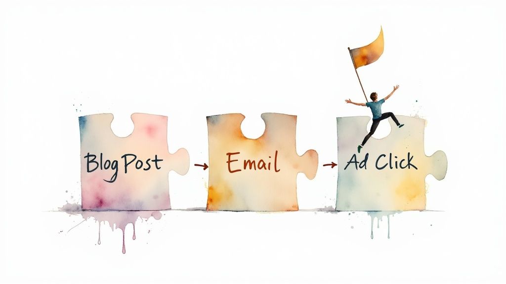 A group of marketers analyzing charts and graphs on a screen, representing the process of decoding customer data with marketing attribution.