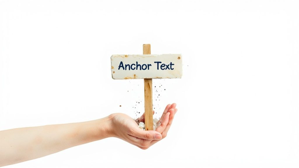 A person highlighting anchor text on a digital screen, symbolizing its importance in SEO