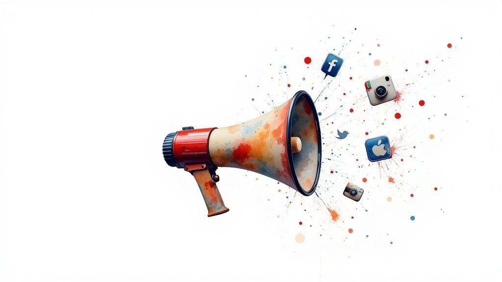 A person connecting different nodes in a network, symbolizing the process of link building and authority.