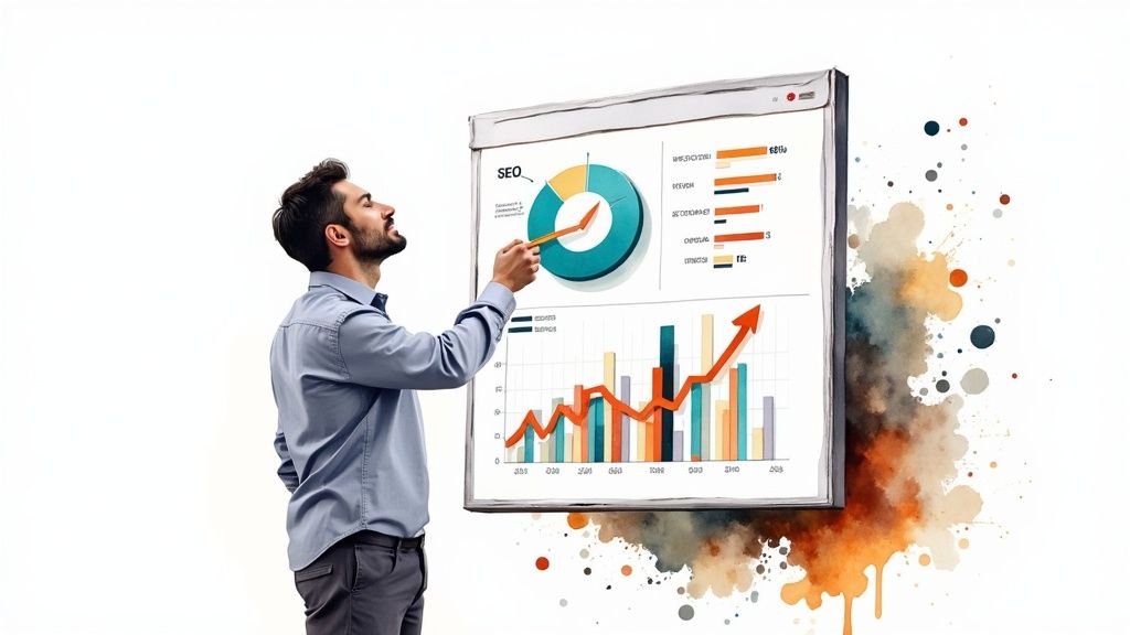 AI-powered SEO tools displayed on a laptop screen