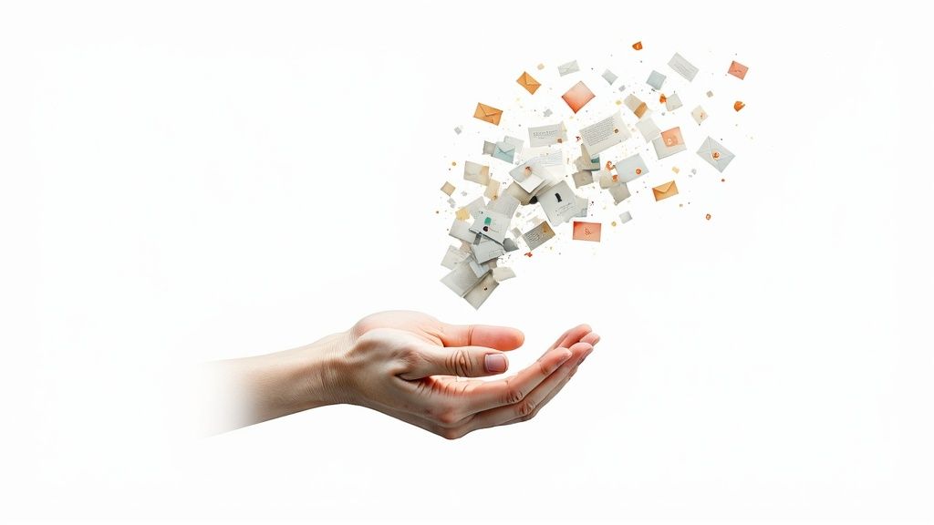 A person using a laptop with charts and graphs in the background, representing AI-powered workflow optimization.