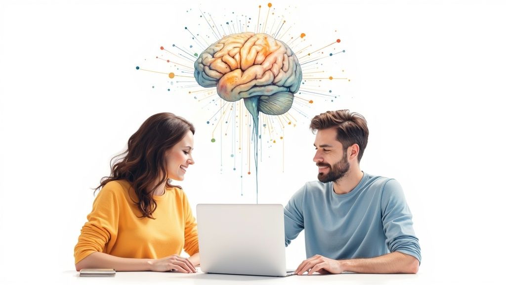 A futuristic cityscape with glowing data lines, symbolizing the new reality of AI-powered marketing.