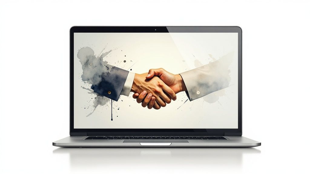 A digital illustration showing interconnected nodes, representing a network of quality backlinks.