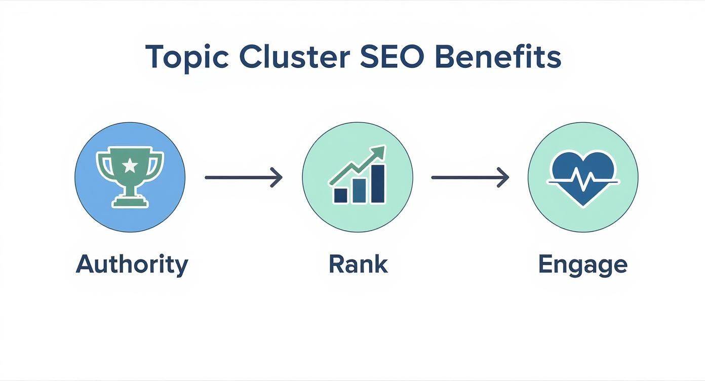 Infographic about topic cluster content strategy