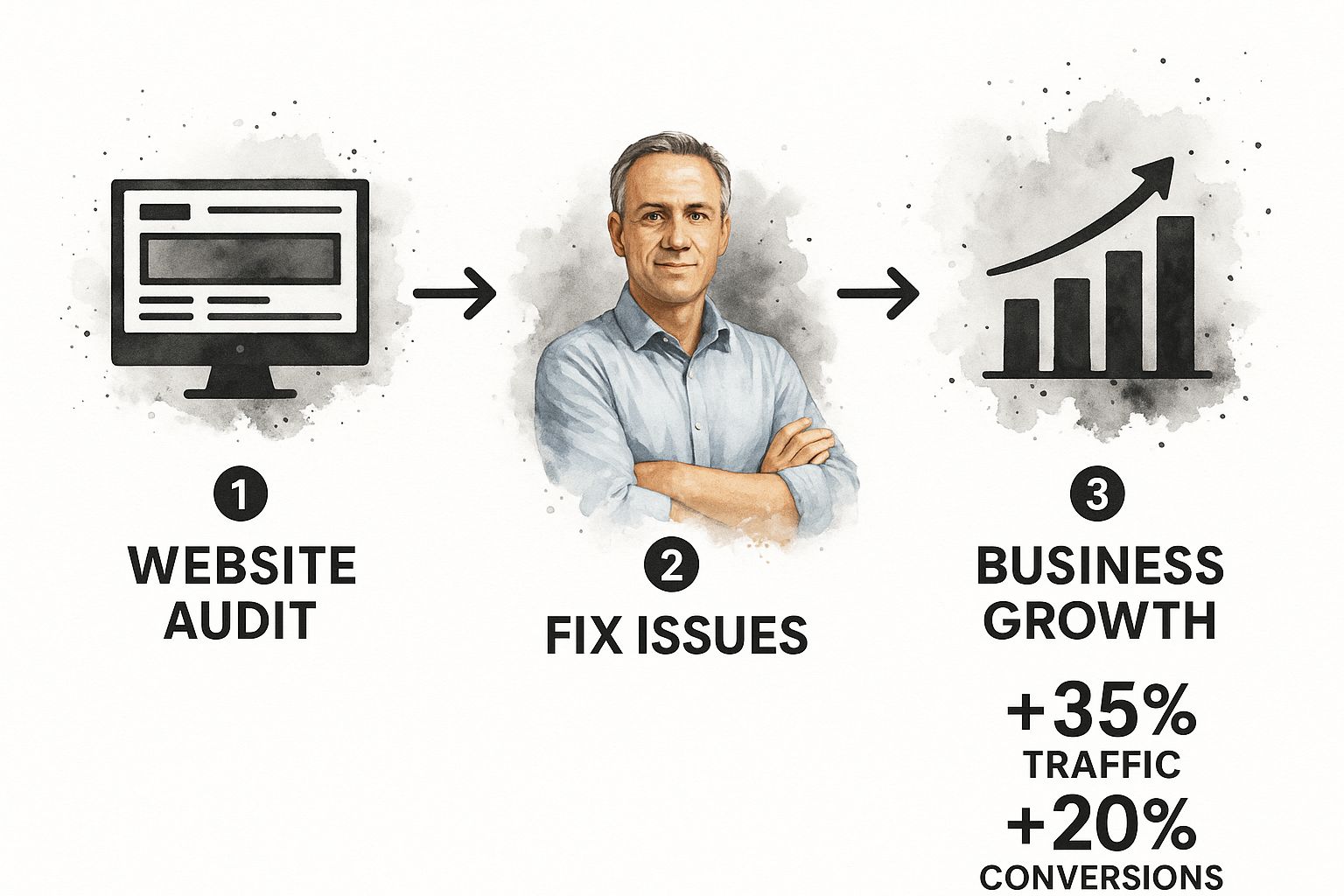 Infographic about how to perform a website audit