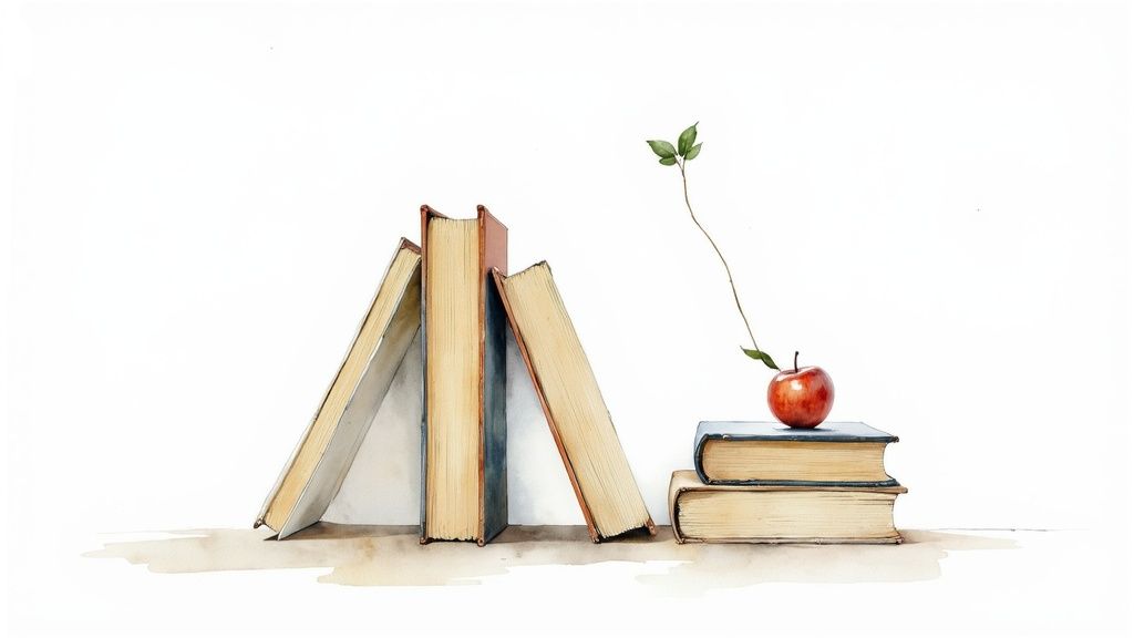 A visual diagram illustrating the structure of a topic cluster, with a central pillar page and interconnected cluster content pages branching out like spokes on a wheel.